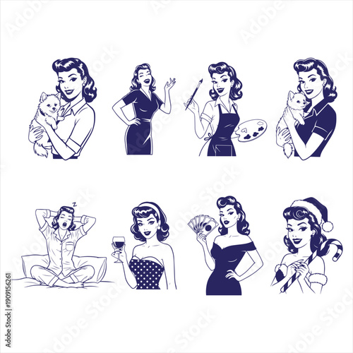 Vintage Pin Up Women Clipart