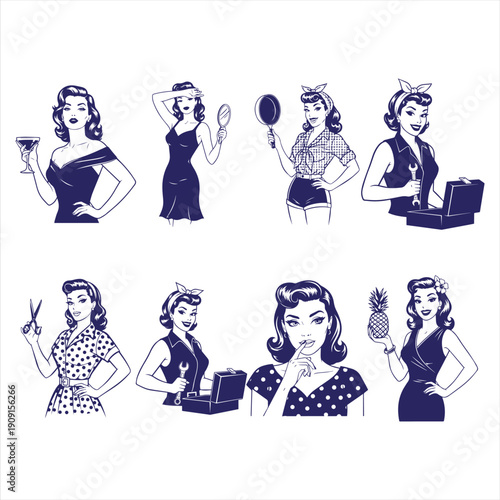 Vintage Pin Up Women Clipart