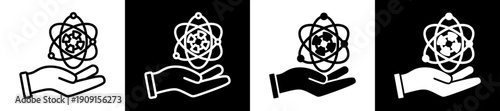 Artificial Intelligence Icon In Flat Version On Black And White Background