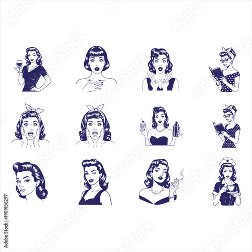 Vintage Pin Up Women Clipart
