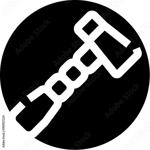 Hammer symbol with a stylized chain handle, creating an abstract and powerful icon often associated with might, craftsmanship, and a heroic or mythological legacy