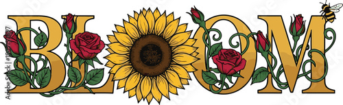 Floral Bloom Text Design