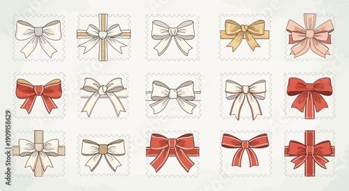 Collection of Decorative Gift Bows in Various Colors and Styles