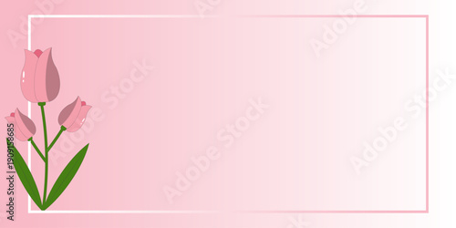 Soft pastel tulip floral frame background with large copy space in the center, perfect for greeting cards, invitations, spring promotions, wedding templates, and social media designs.