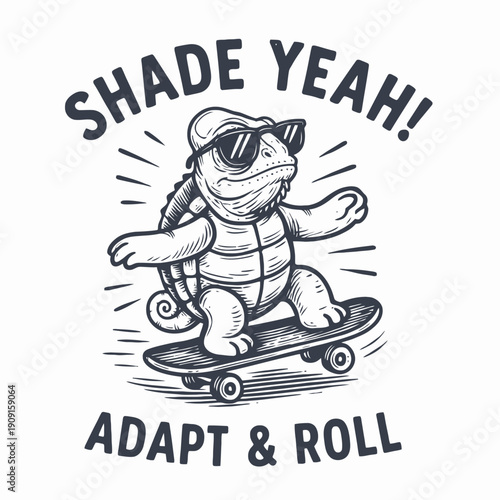 Cool Turtle Skateboarder with Sunglasses and a Positive Message.