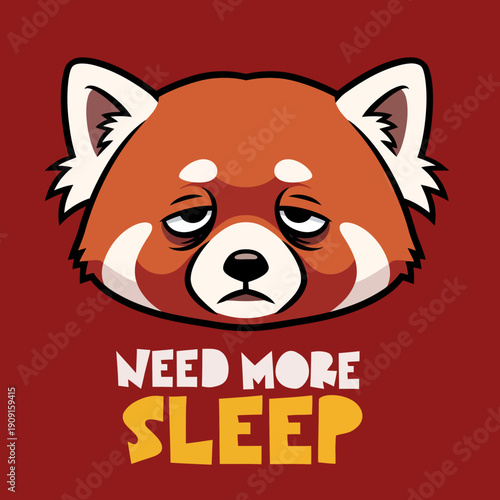 Tired Red Panda Face Expressing Need for More Sleep.