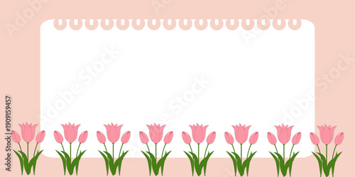 Soft pastel tulip floral frame background with large copy space in the center, perfect for greeting cards, invitations, spring promotions, wedding templates, and social media designs.