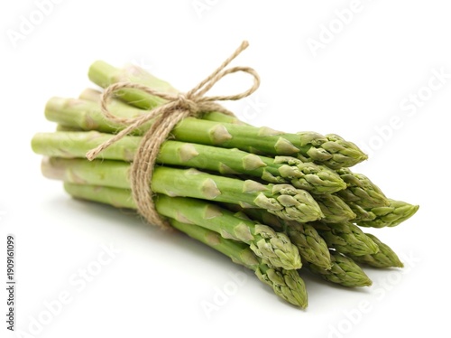 Bundle of Fresh Green Asparagus Spears Tied with Twine