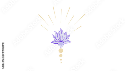 Purple Lotus Flower Spiritual Symbol Chakra Meditation Yoga Icon.Lotus Spiritual Symbol Divine Light Energy Enlightenment Chakra.Sacred Lotus Flower Meditation Spiritual Awakening Yoga Symbol