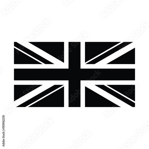 A stark black and white graphic representation of the union jack flag