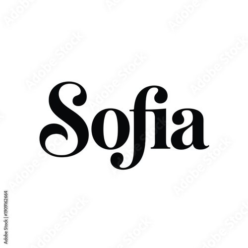 Elegant cursive lettering spells out the name Sofia in black