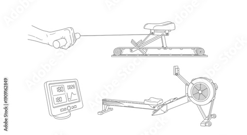 Rowing Machine and Fitness Monitor: Concept of Home Exercise and Health Tracking