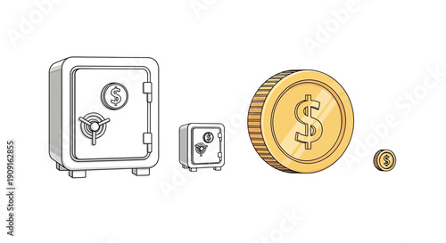 Safes and Coins: Security, Savings, Wealth, Investment, Money Growth, Financial Security