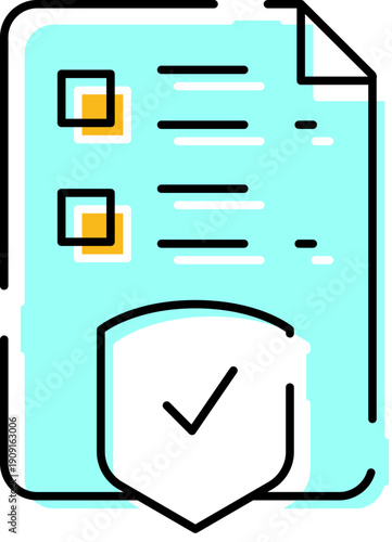 Document displaying a checklist emphasizing policy compliance, contract approval, and comprehensive data security, representing verified agreements and protected data