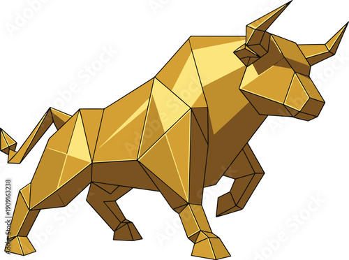 Golden Origami Bull