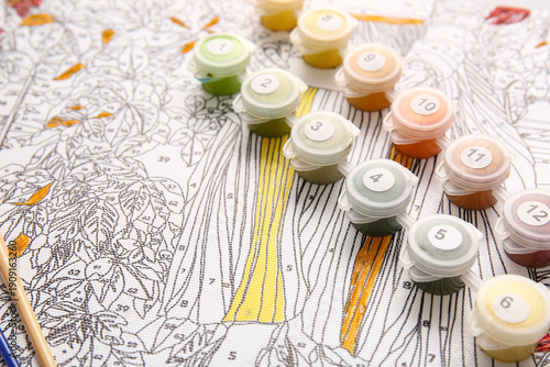 Paints on unfinished canvas...