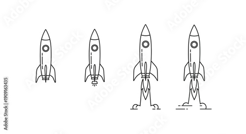 Rocket Launch Sequence: From Ignition to Liftoff, Showing Progress and Innovation