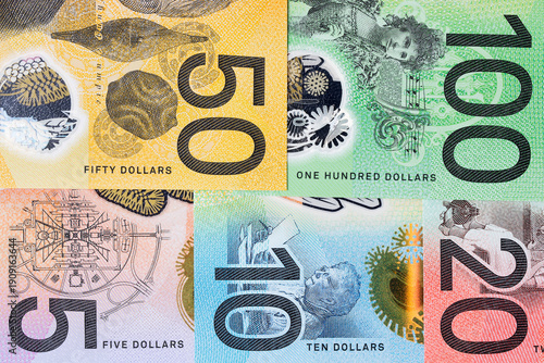 Closeup of Australian Dollar a business background