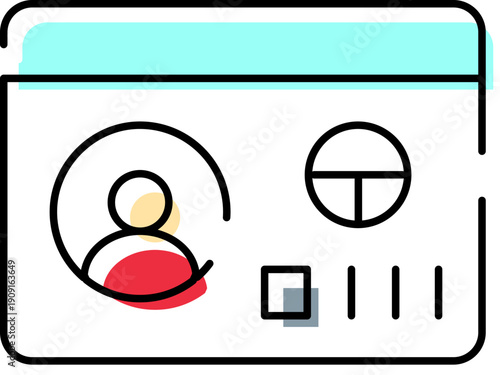 Identification card presenting personal information like a profile portrait and a driving wheel symbol, representing legal driving authorization and identity verification