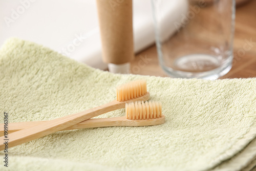 Bamboo toothbrushes and tow...