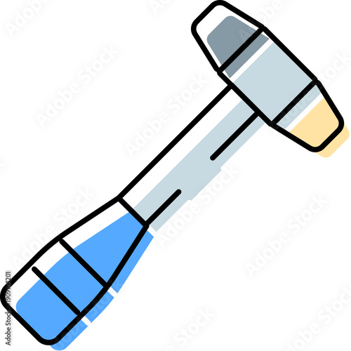 Reflex hammer providing a medical diagnostic tool used by neurologists for testing patient neurological reflexes, aiding in the assessment of nerve function and health
