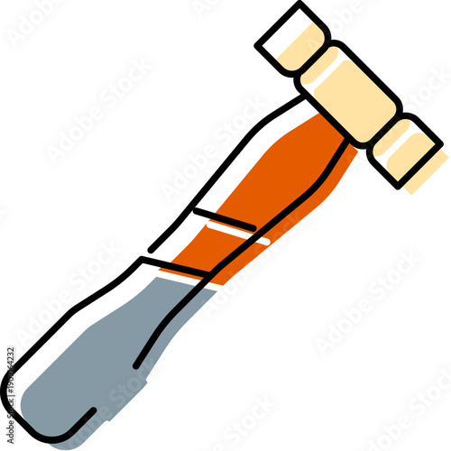 Rock pick hammer tool featuring an orange handle and pointed chisel end, representing the essential equipment used by geologists for breaking and examining rock samples in the field
