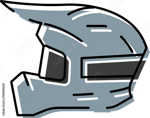 Motocross helmet illustration featuring a protective headgear for extreme sports, motorcycle racing, and off road activities, representing safety, speed, and adventure