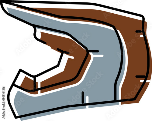 Motocross helmet presented as an icon or illustration emphasizing safety, protection, and gear for enthusiasts engaging in extreme sports like dirt biking and racing