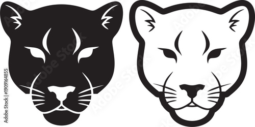 Black panther head icon set vector illustration