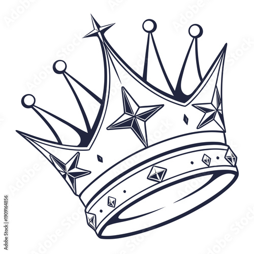 A crown with stars and jewels on a white background