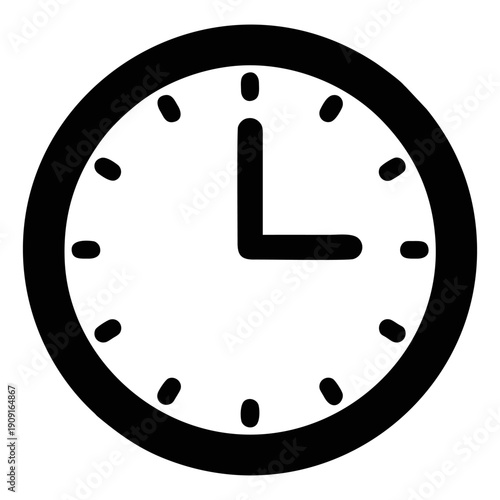 Clock Deadline Icon in Clean Black Silhouette for Time Management and Productivity