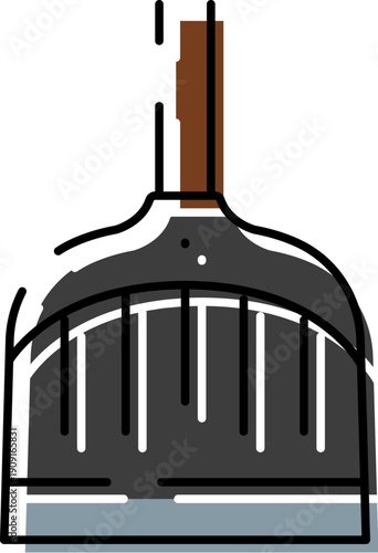 Dustpan with a robust wood handle and a wide scoop for efficiently collecting dirt and debris, representing essential cleaning and household maintenance