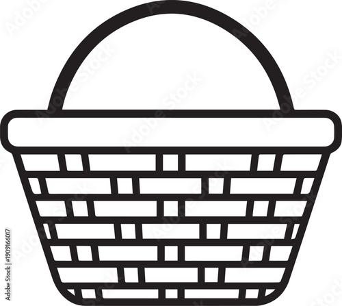 A simplistic, yet elegant, graphic rendering of a handwoven basket. The clean lines and bold outline.