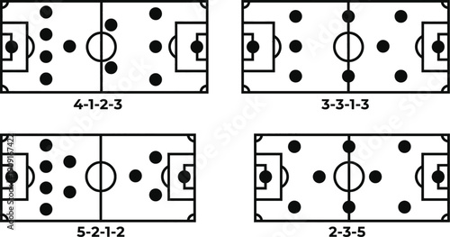 Soccer formation icons set in flat design style vector