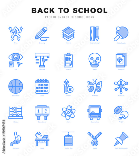 Back To School Two Color icons collection. 25 icon set in a Two Color design.