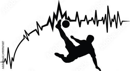 American football player heartbeat EKG pulse rhythm vector