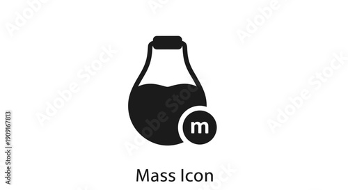 Mass Icon: Scientific Measurement Symbol for Weight and Matter in a Flask