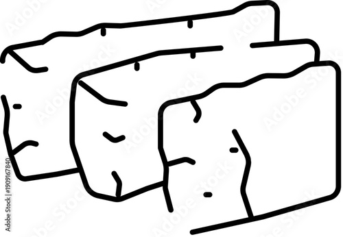 Three rectangular tofu blocks depicting a healthy vegetarian and vegan food source, offering an essential plant based protein for cooking and diet lifestyles