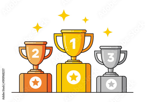 Three trophies for first second and third place winners