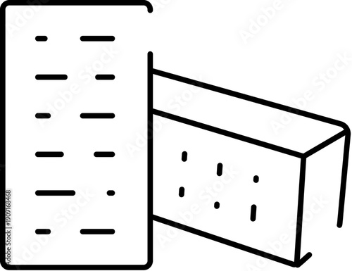 Two distinct bricks in a simple line drawing, illustrating fundamental construction materials for building walls, structures, and architectural projects