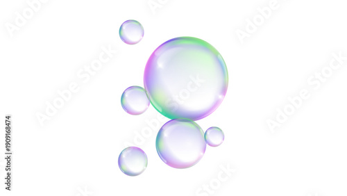 Rainbow Soap Bubbles Floating Iridescent Transparent Colorful Spheres Light Reflection Holographic Effect Clean Beauty Hygiene Concept for Product Photography Marketing Commercial Graphics