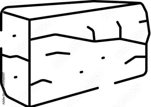 Feta cheese block line art vector illustrating traditional greek dairy ingredient, perfect for mediterranean salads, cooking, menus, and healthy vegetarian meals, fresh and crumbly