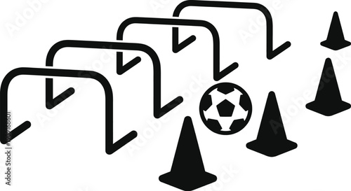 Soccer training equipment set with cones and hurdles vector