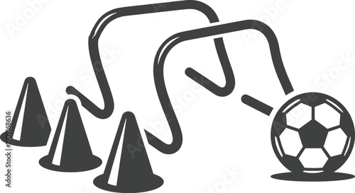 Soccer training equipment set with cones and hurdles vector