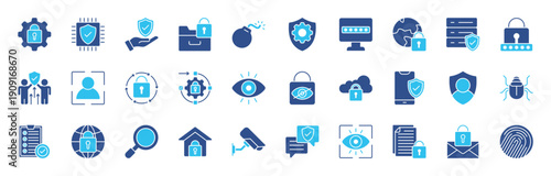 Security Services color style editable icon set Collection. Guard, cyber security, password, smart home, safety, data protection, key, shield, and more. Editable stroke. Vector illustration eps 10