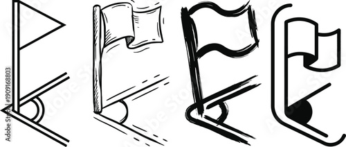 Soccer field corner flag vector illustration