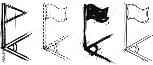 Soccer field corner flag vector illustration