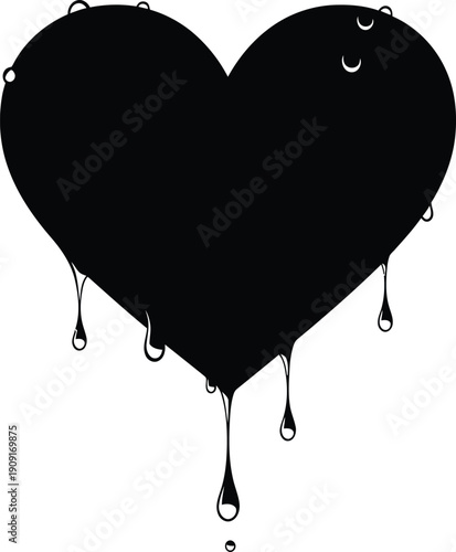 A simple, stylized heart silhouette, subtly overlaid with a few raindrops falling down.