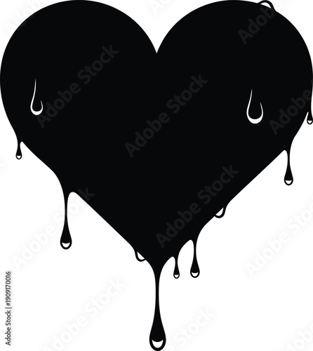 A simple, stylized heart silhouette, subtly overlaid with a few raindrops falling down.