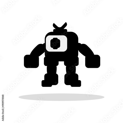One-eyed black robot vector design on white background